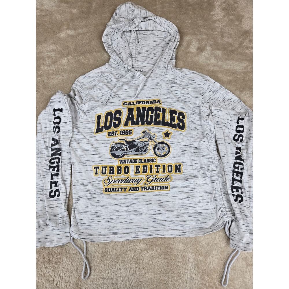 On Fire‎ Los Angeles Motorcycle Graphic Hoodie Space Dye Cinched Sides Size L